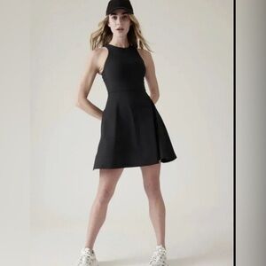 Athleta Conscious Active Dress Black Sport Pocket Travel Sz S ~Halter Neck